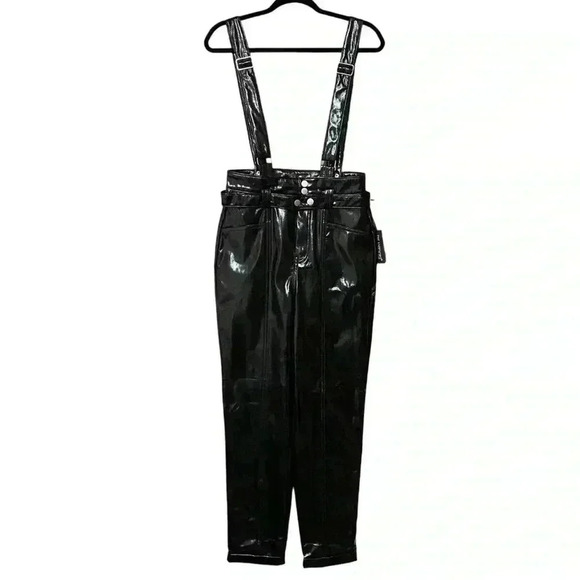 BLANKNYC Other Worldly Overall Women’s 29 Shiny Black Vegan Leather Punk NWT - Picture 3 of 16